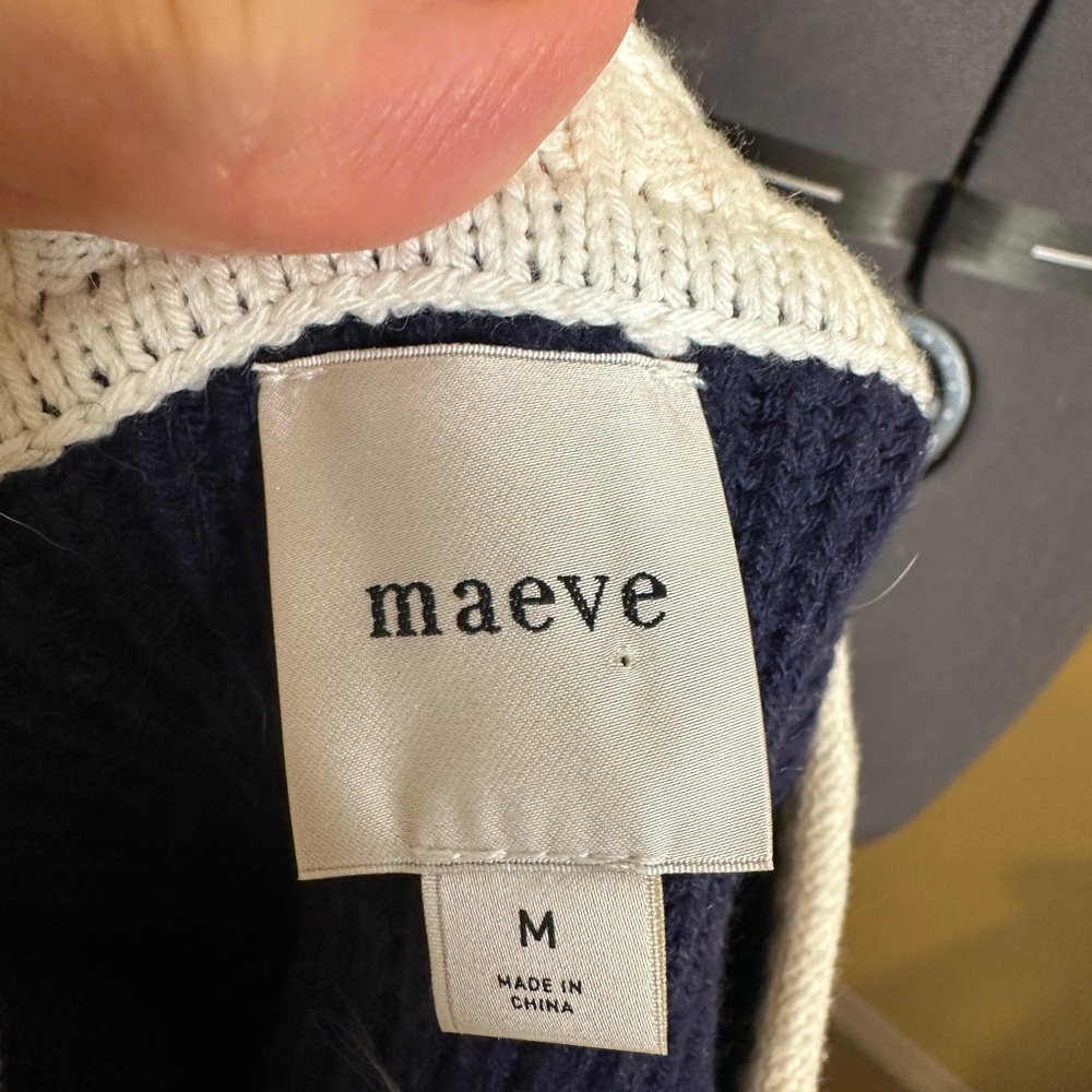 NWT Anthropologie Maeve blouson sleeve button up cardigan navy and white - Picture 16 of 17